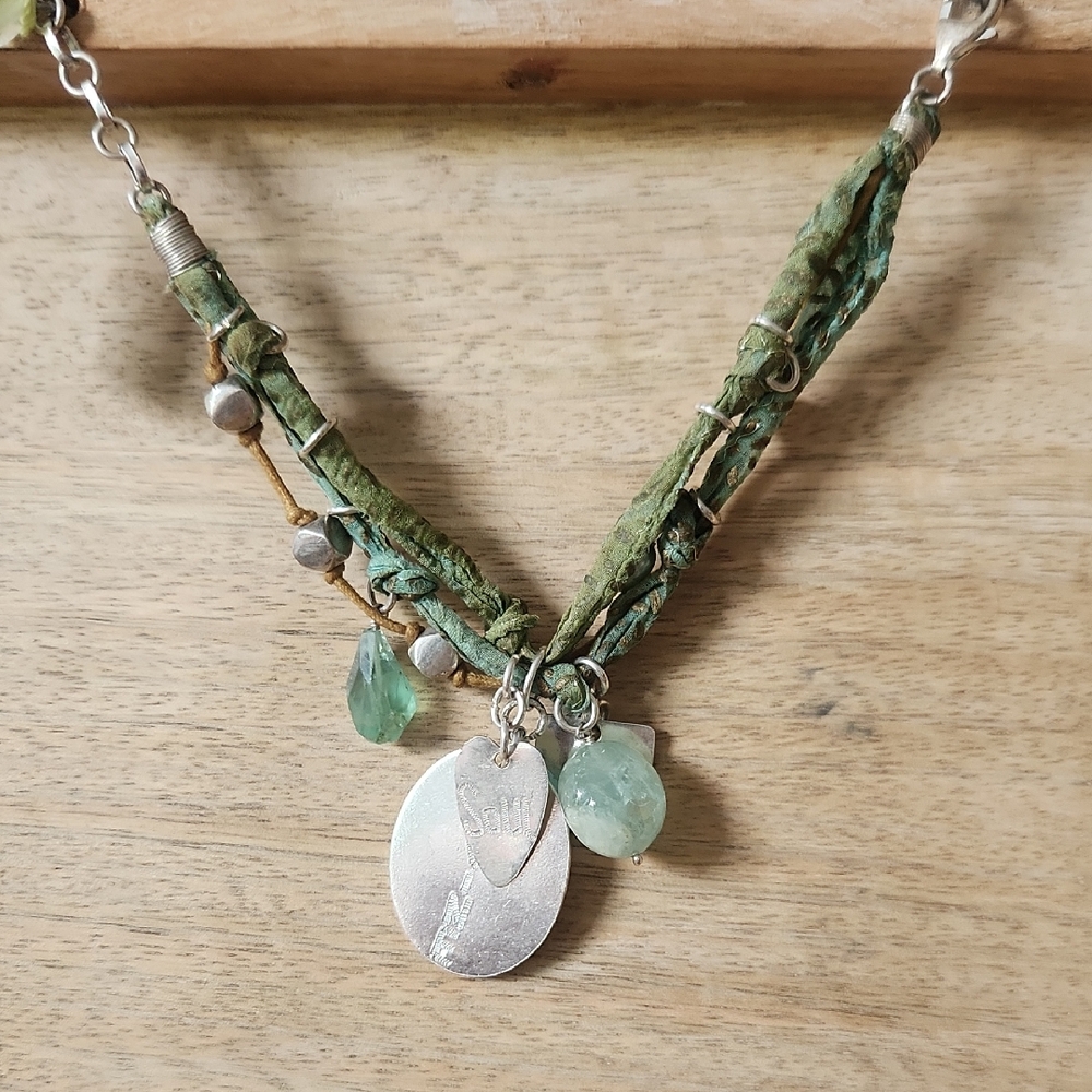 Handcrafted Green and Silver Necklace